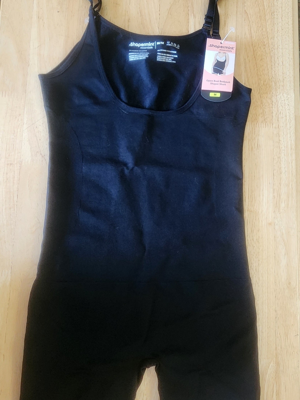 Shapermint Black Seamless Tank Bodysuit with Adjustable Straps